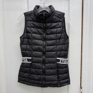 Zyia Active Alpine Down Black Puffer Vest Full Zip Quilted women's Small